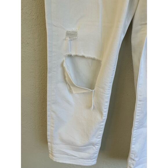 Express Woman White Mid Rise Ripped Boyfriend Jeans, Size 10R - Picture 6 of 11